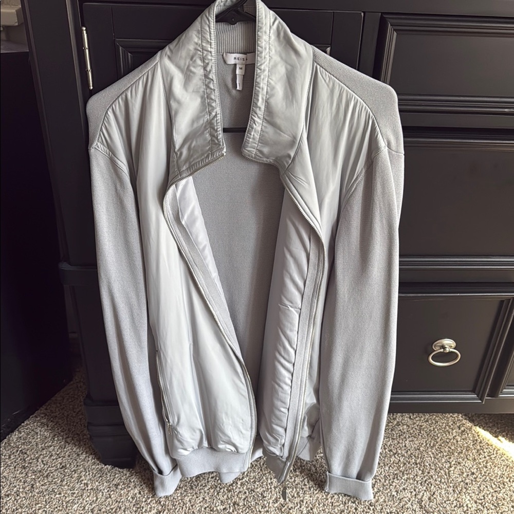 Reiss Gray Lightweight Shirt Jacket with Relaxed Fit